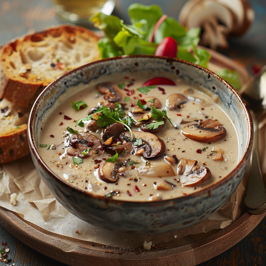 Crema de champiñones al estilo Thai