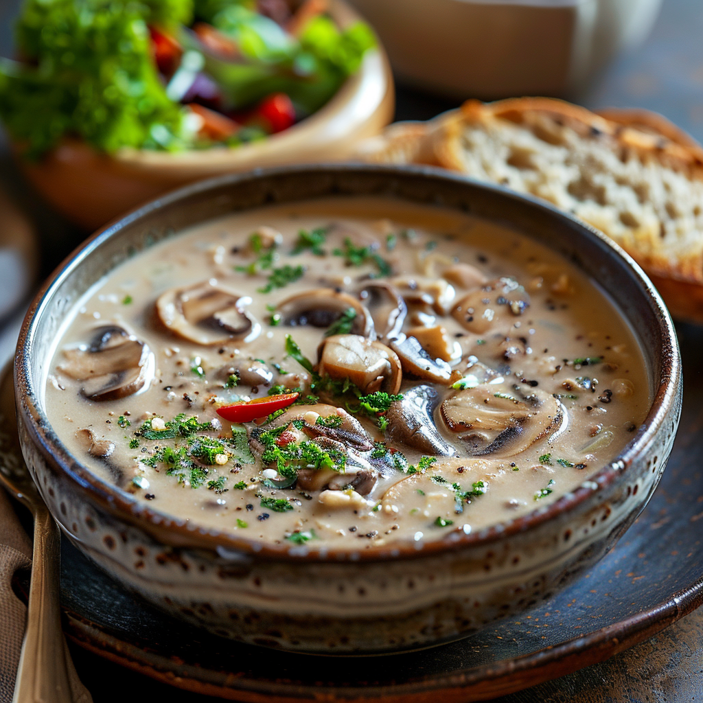 Crema de champiñones al estilo Thai