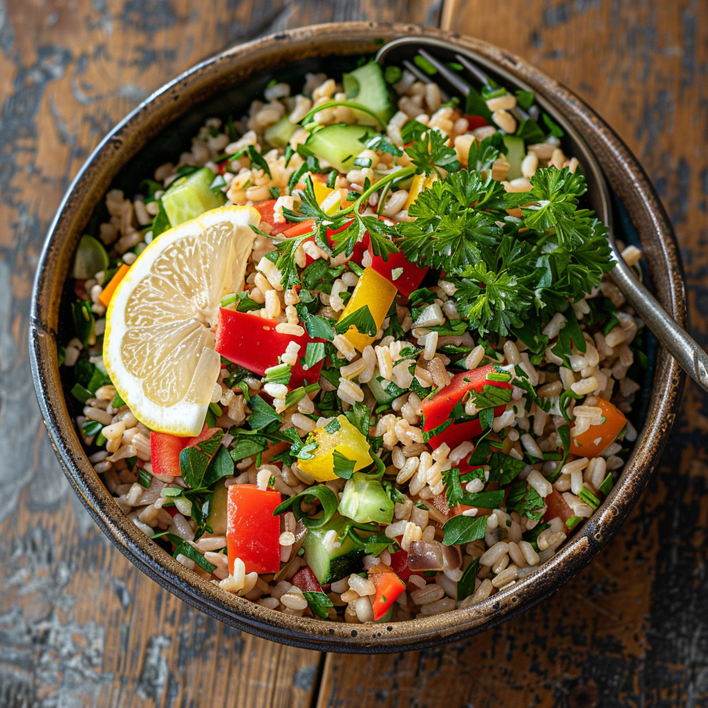 Ensalada de arroz integral con verduras