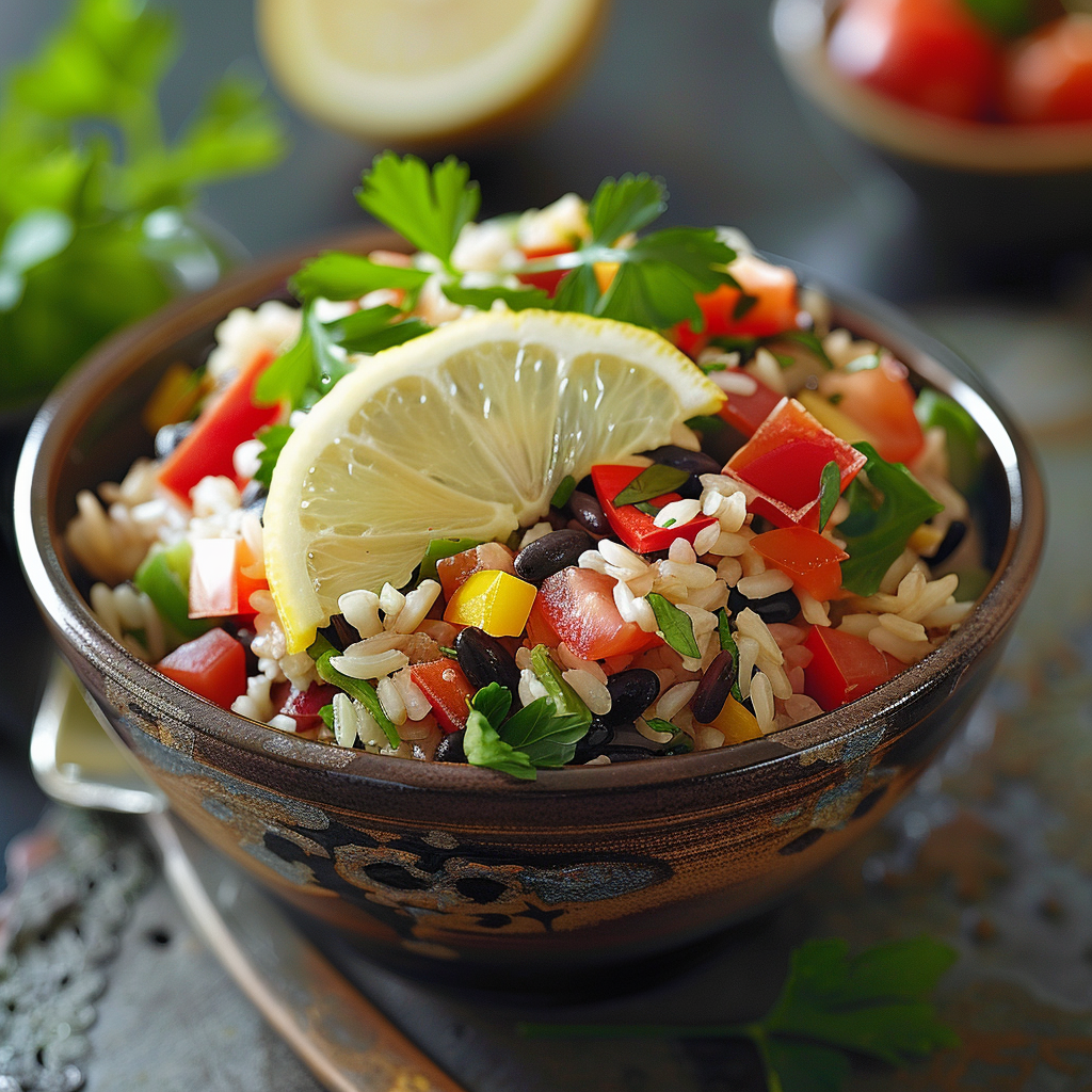 Ensalada de arroz integral con verduras