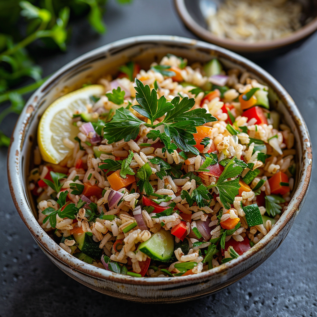 Ensalada de arroz integral con verduras