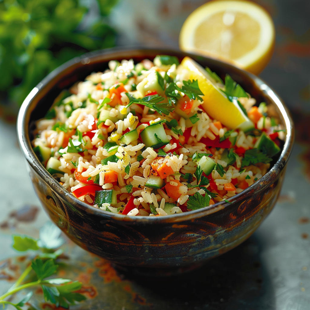 Ensalada de arroz integral con verduras