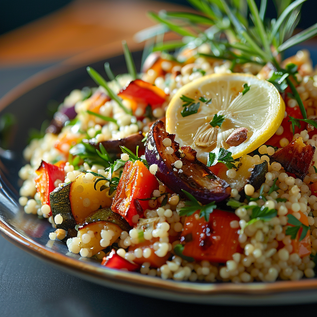 Ensalada de couscous con verduras asadas