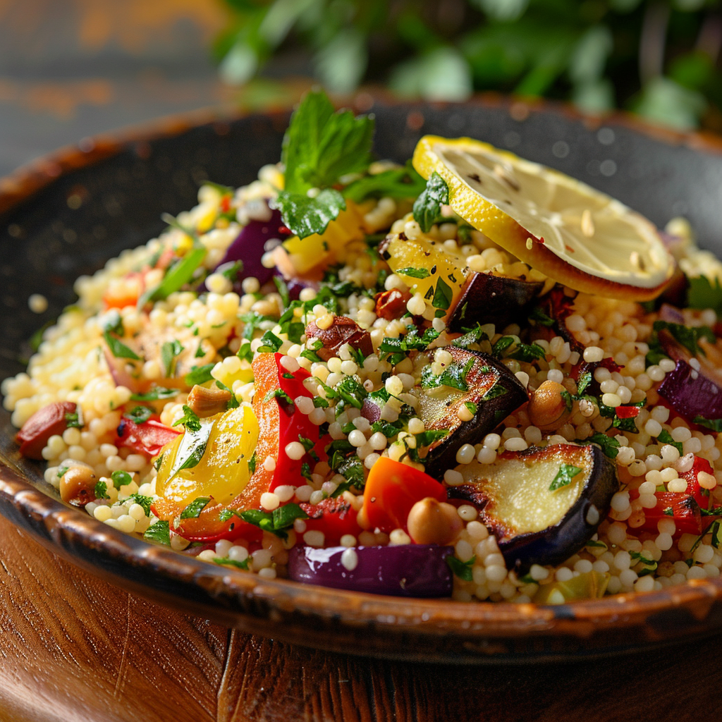 Ensalada de couscous con verduras asadas