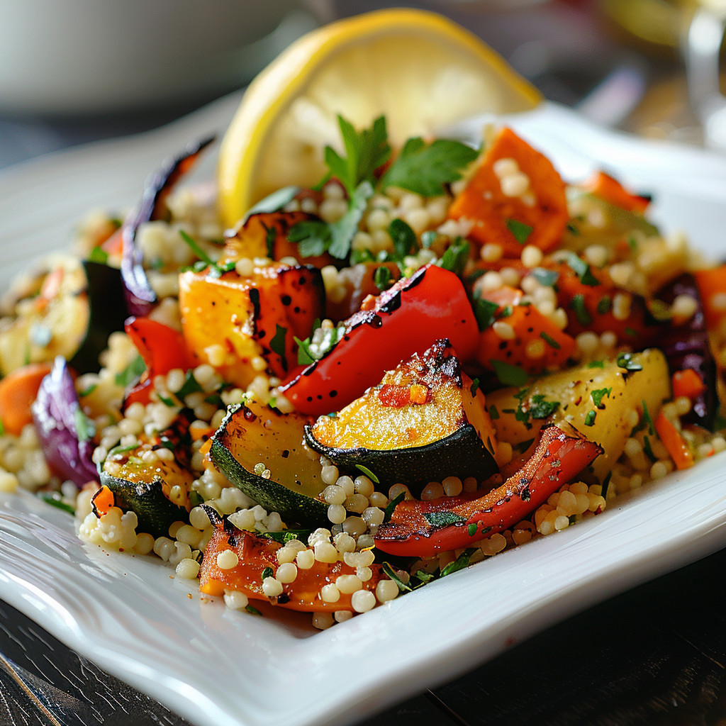 Ensalada de couscous con verduras asadas