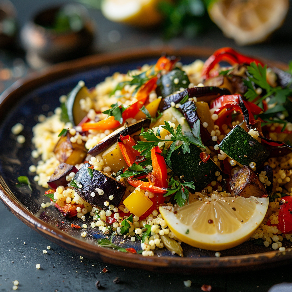Ensalada de couscous con verduras asadas