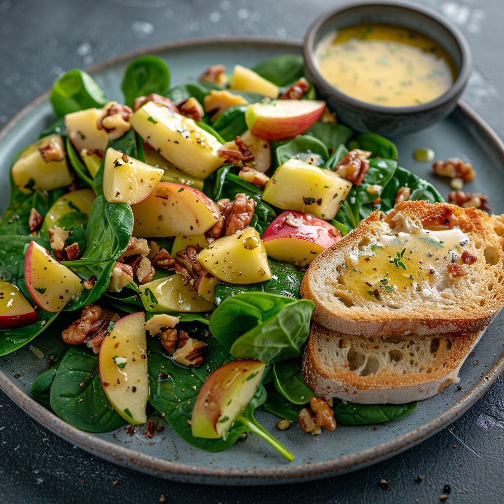 Ensalada de espinacas, manzana y nueces