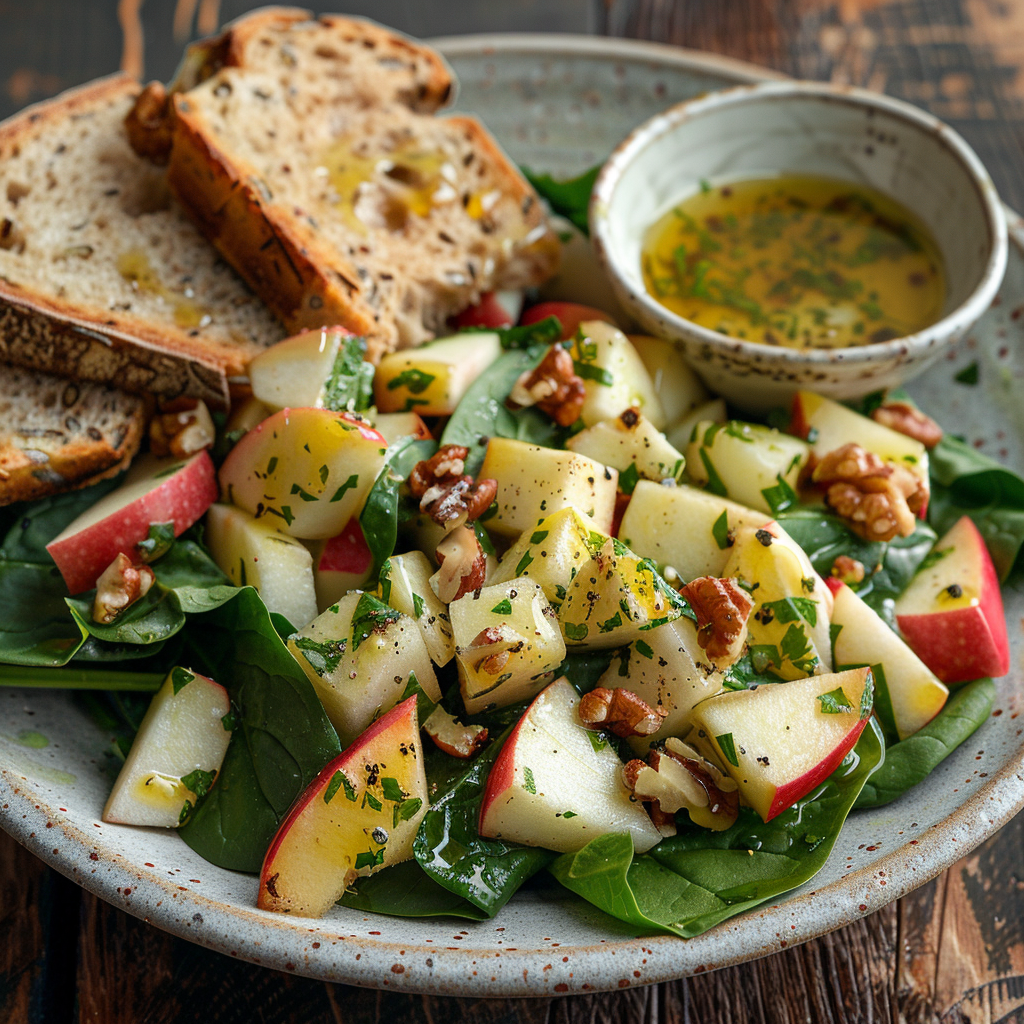 Ensalada de espinacas, manzana y nueces