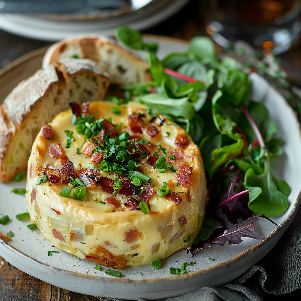 Flan salado de puerros y bacon