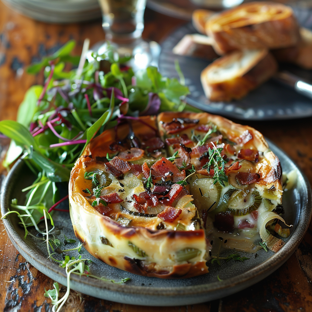 Flan salado de puerros y bacon