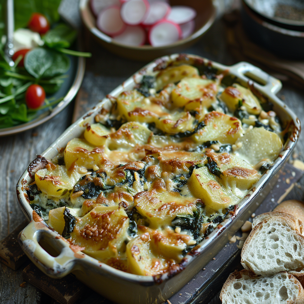 Gratinado de Espinacas y Patatas