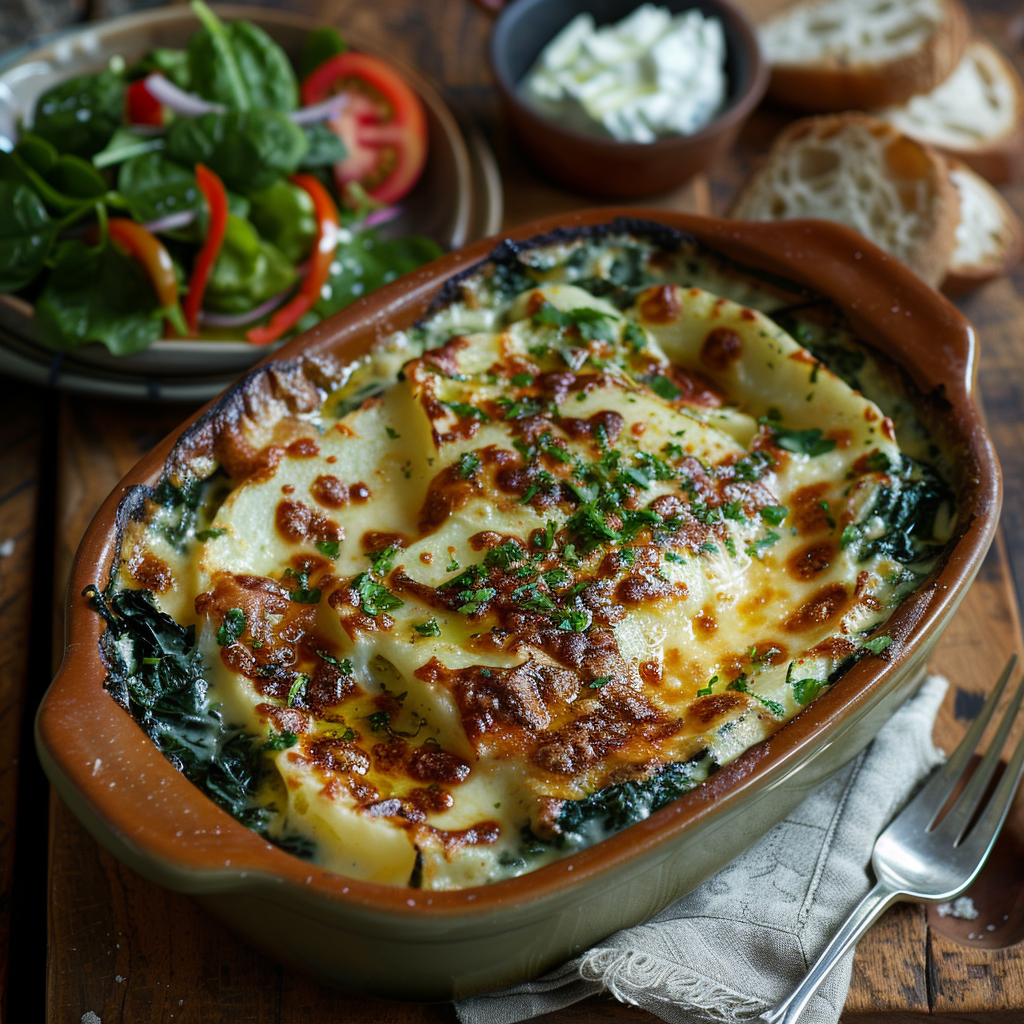 Gratinado de Espinacas y Patatas