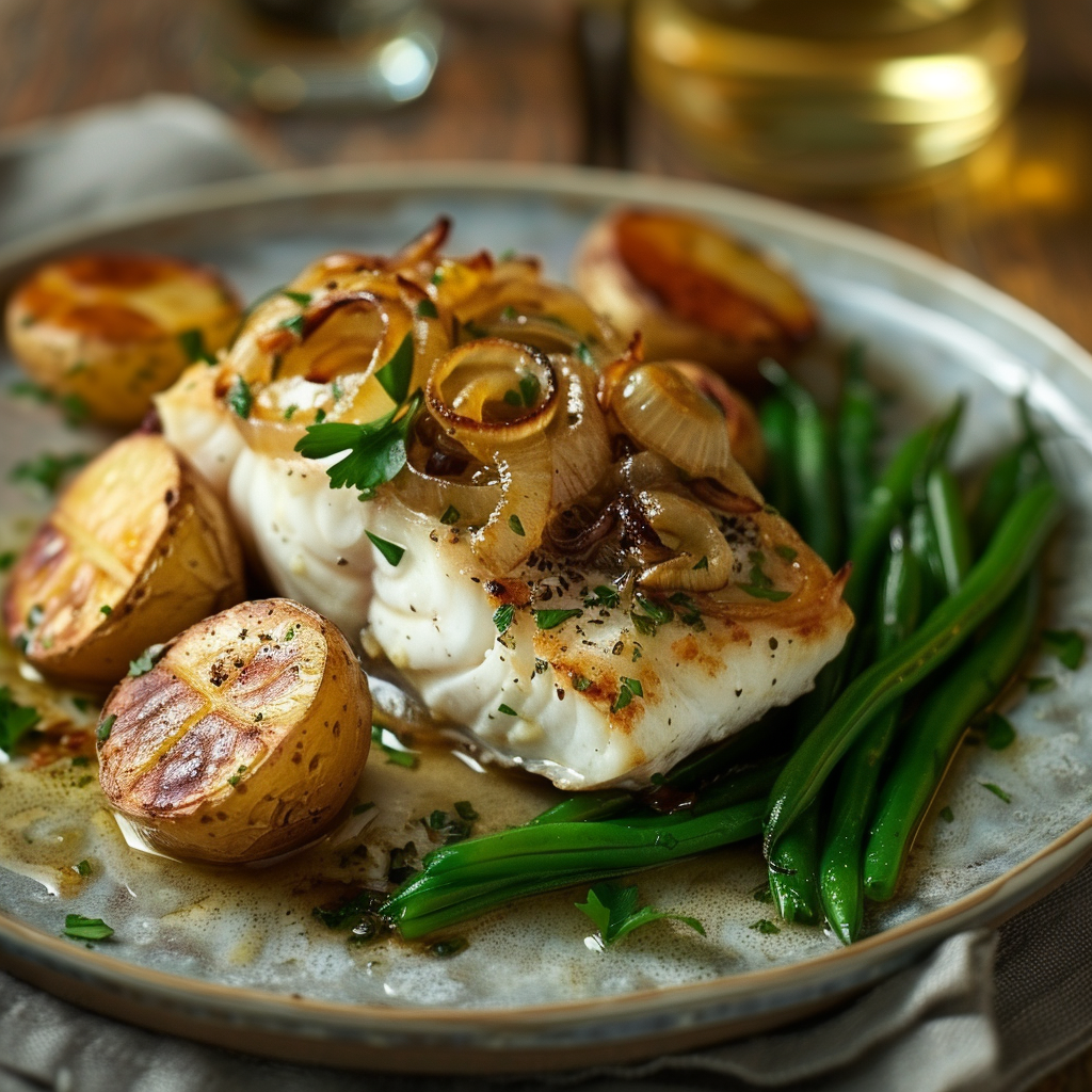 Merluza al Horno con Cebolla