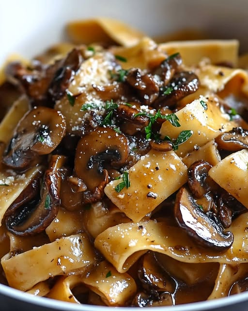 Pappardelle Champiñones Caramelizados: Receta Fácil y Deliciosa