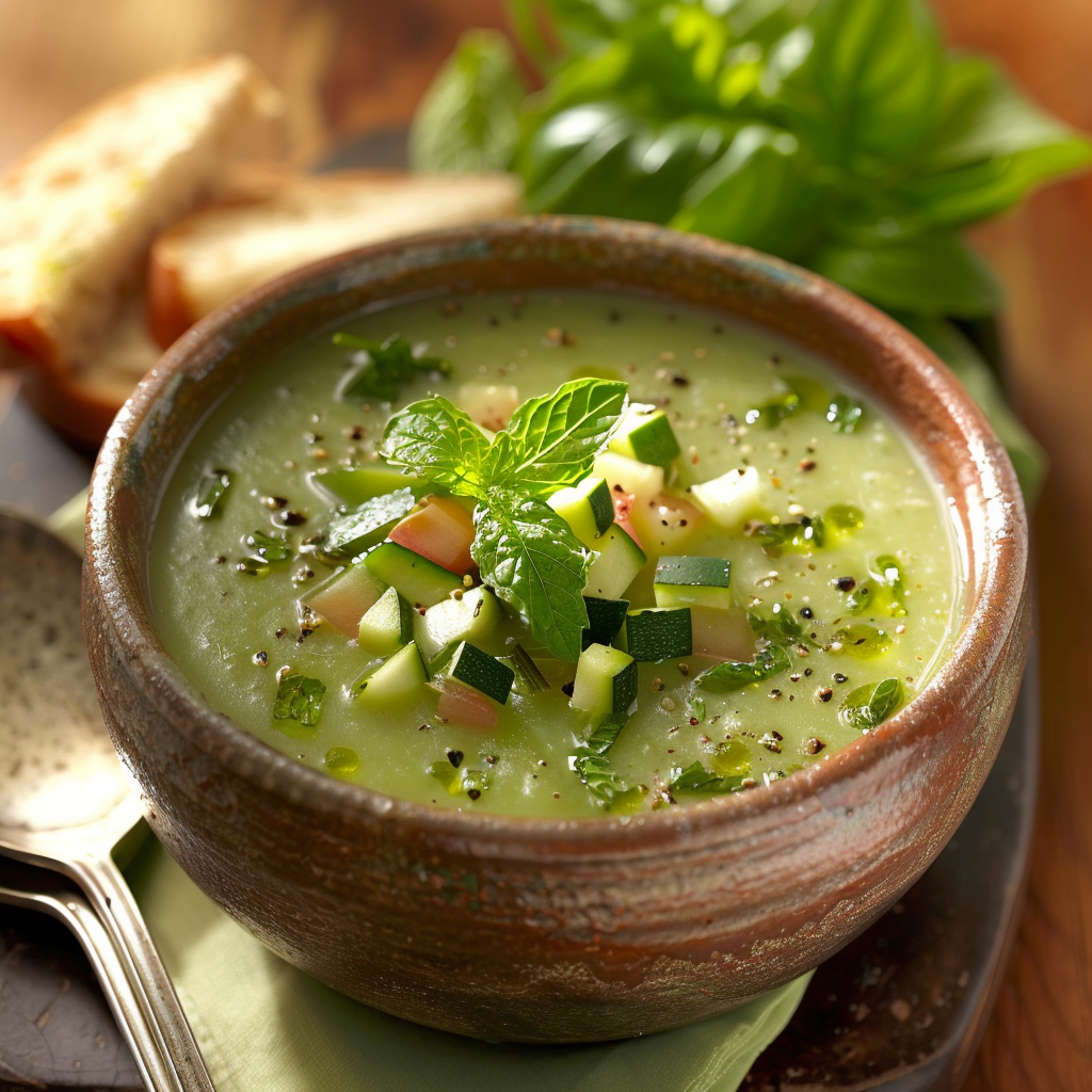 Sopa de calabacín y menta fresca