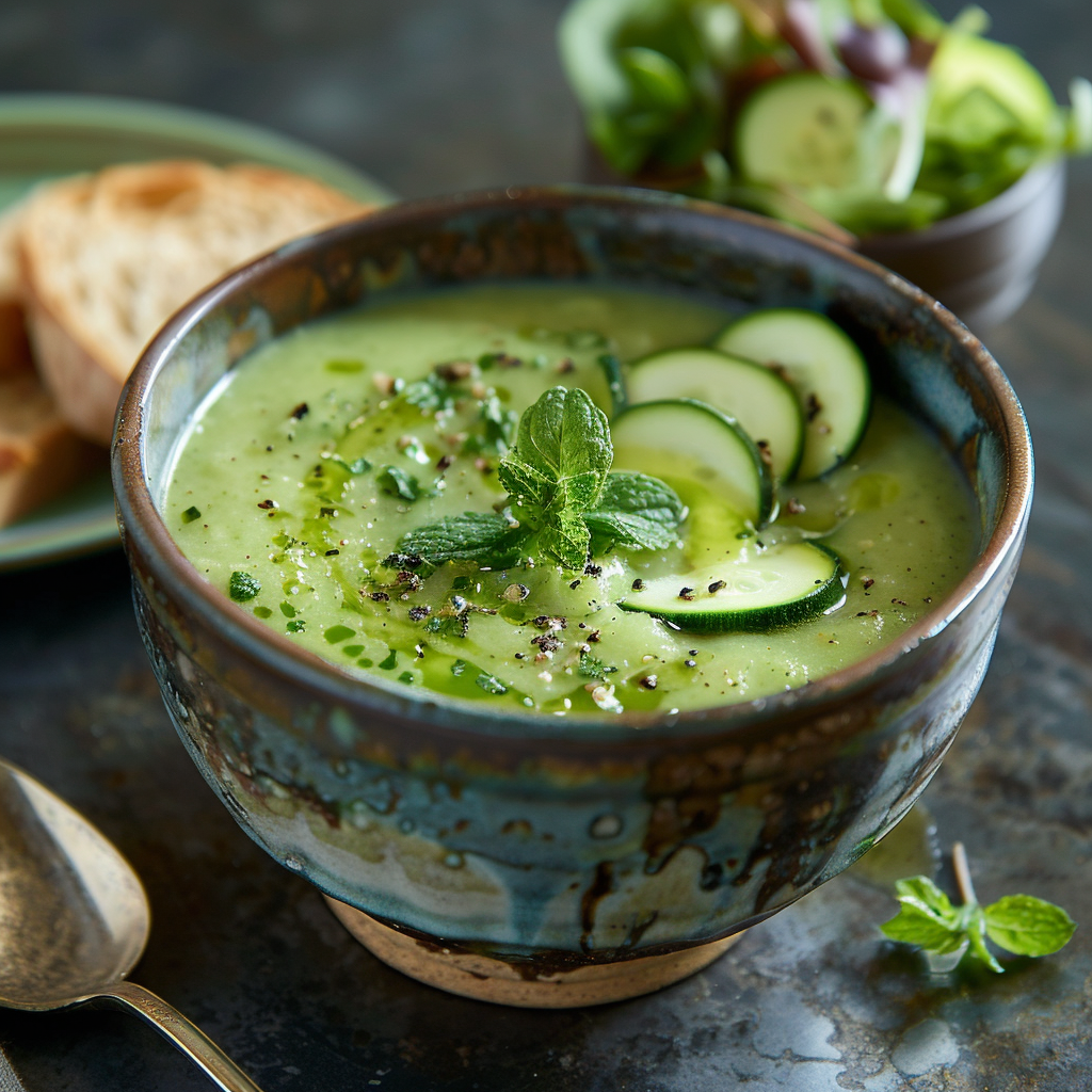 Sopa de calabacín y menta fresca