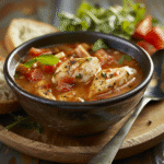 Sopa de pescado casera con limón