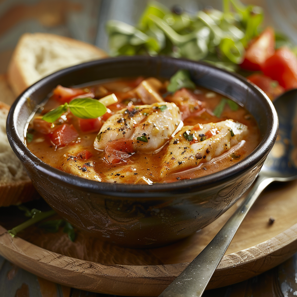 Sopa de pescado casera con limón