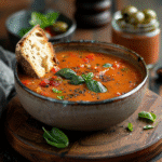 Sopa de tomate y albahaca