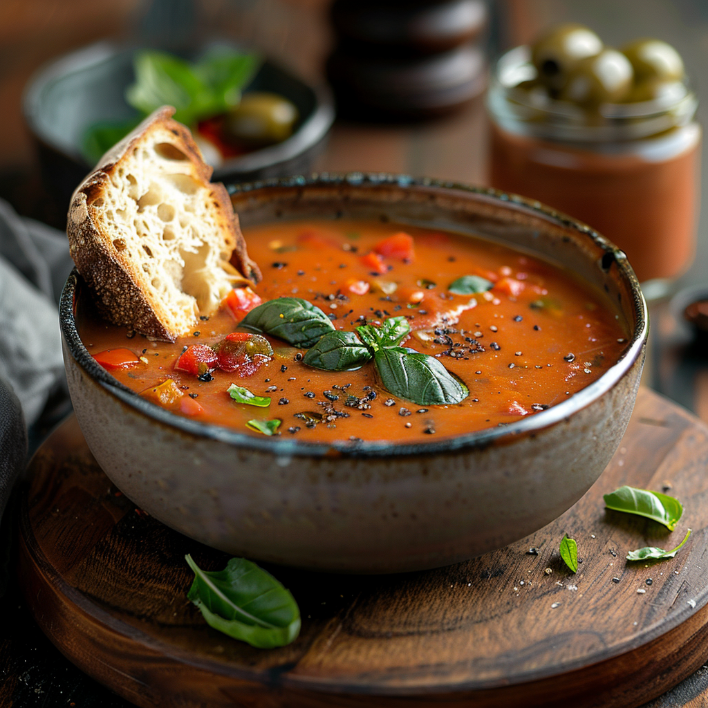 Sopa de tomate y albahaca