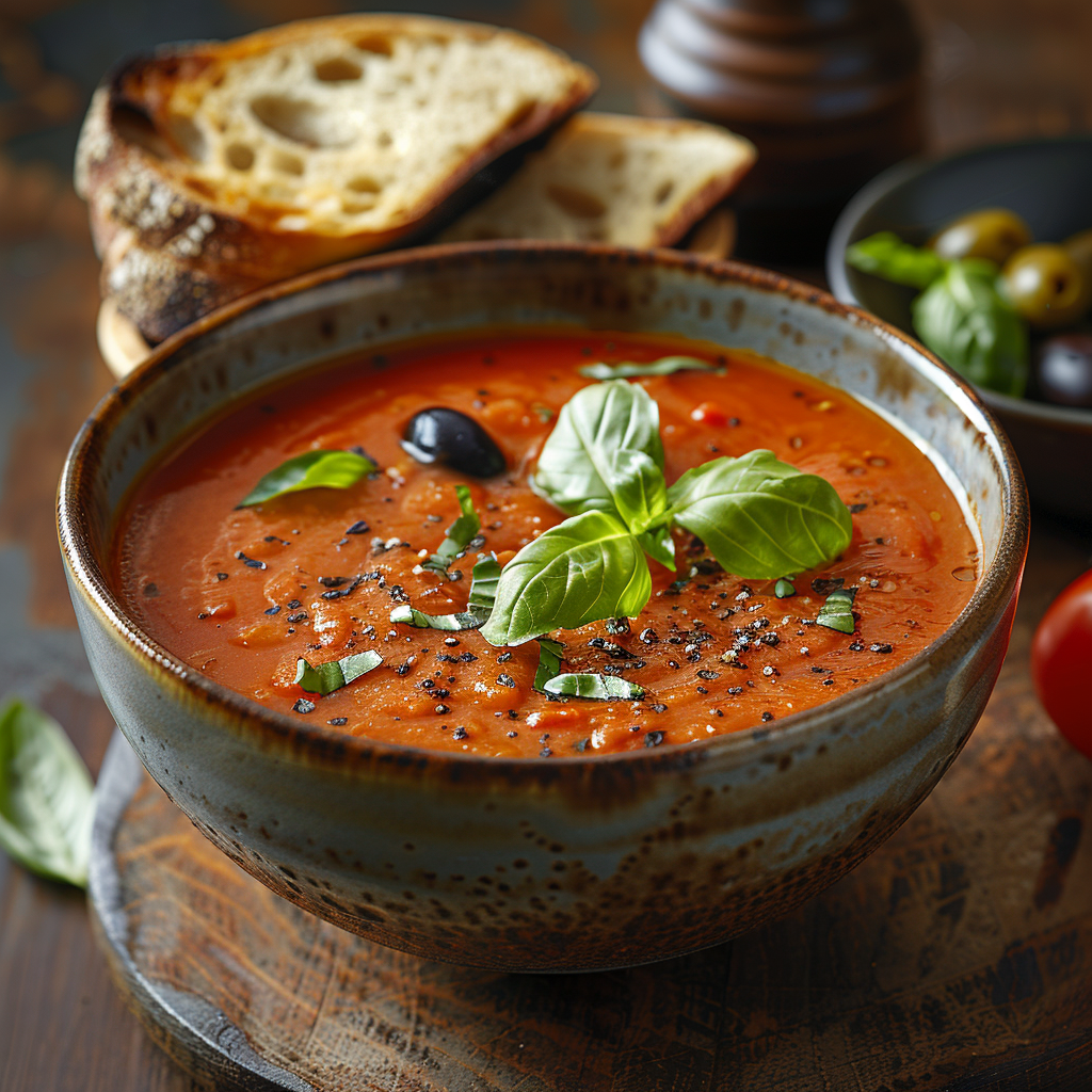 Sopa de tomate y albahaca