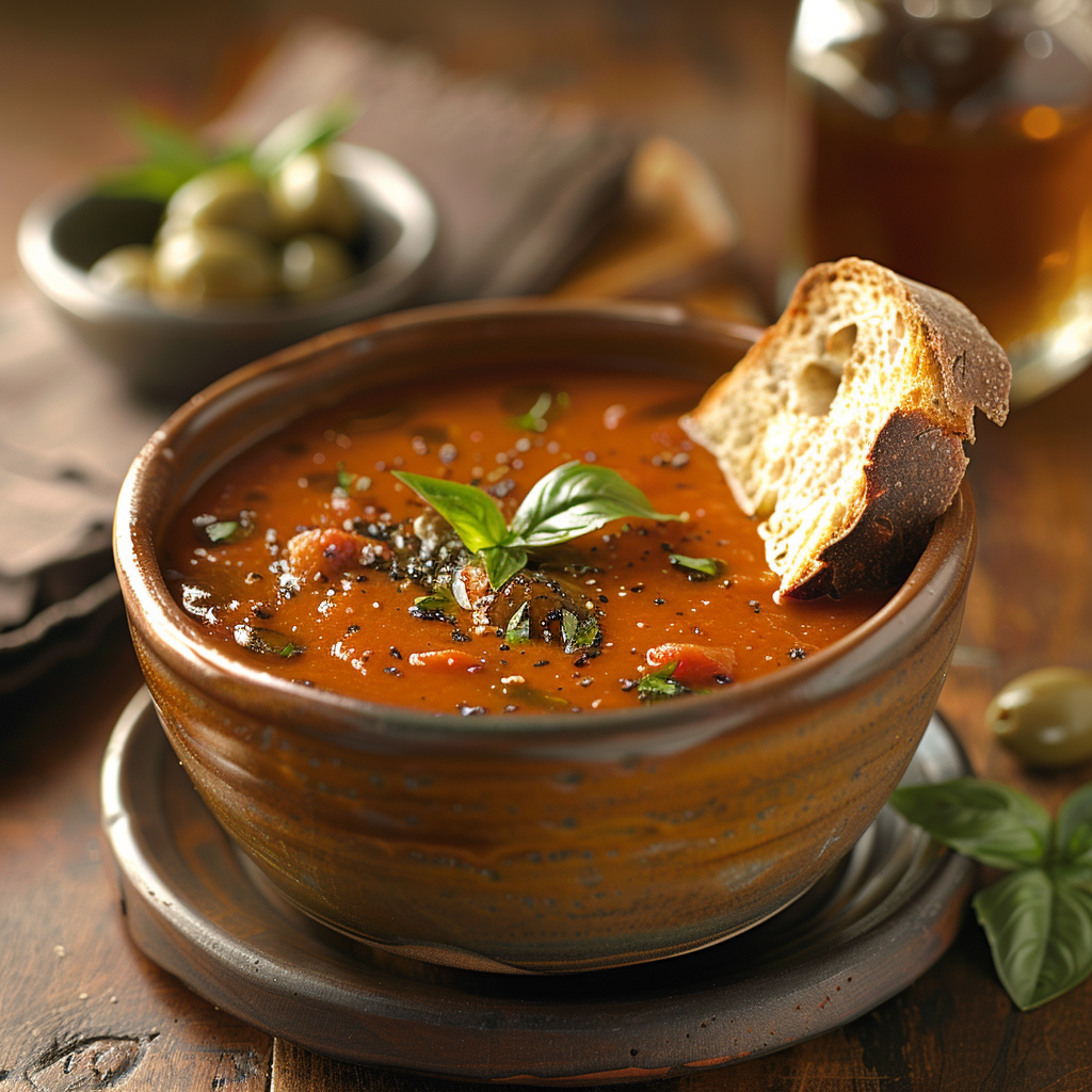 Sopa de tomate y albahaca