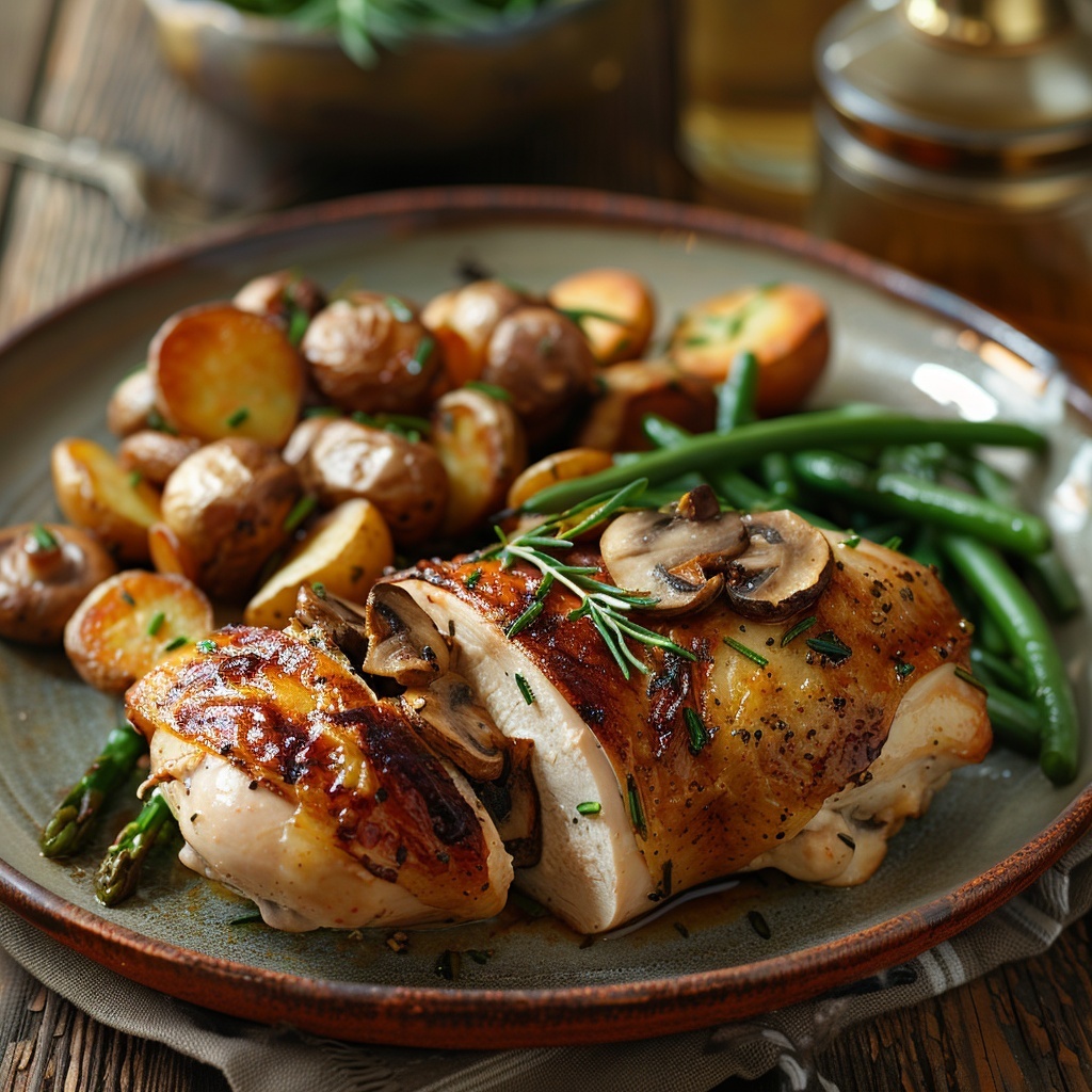 Aves rellenas de champiñones y hierbas finas