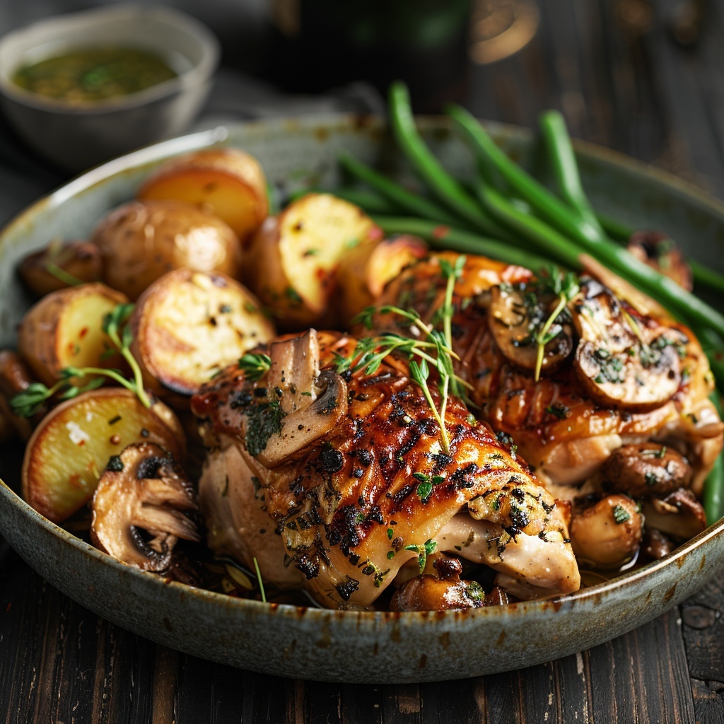 Aves rellenas de champiñones y hierbas finas