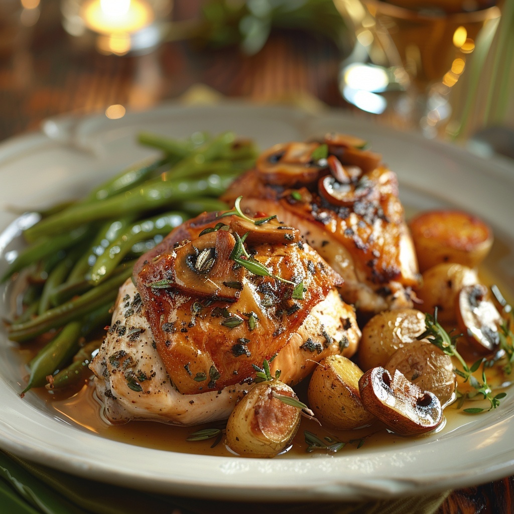 Aves rellenas de champiñones y hierbas finas