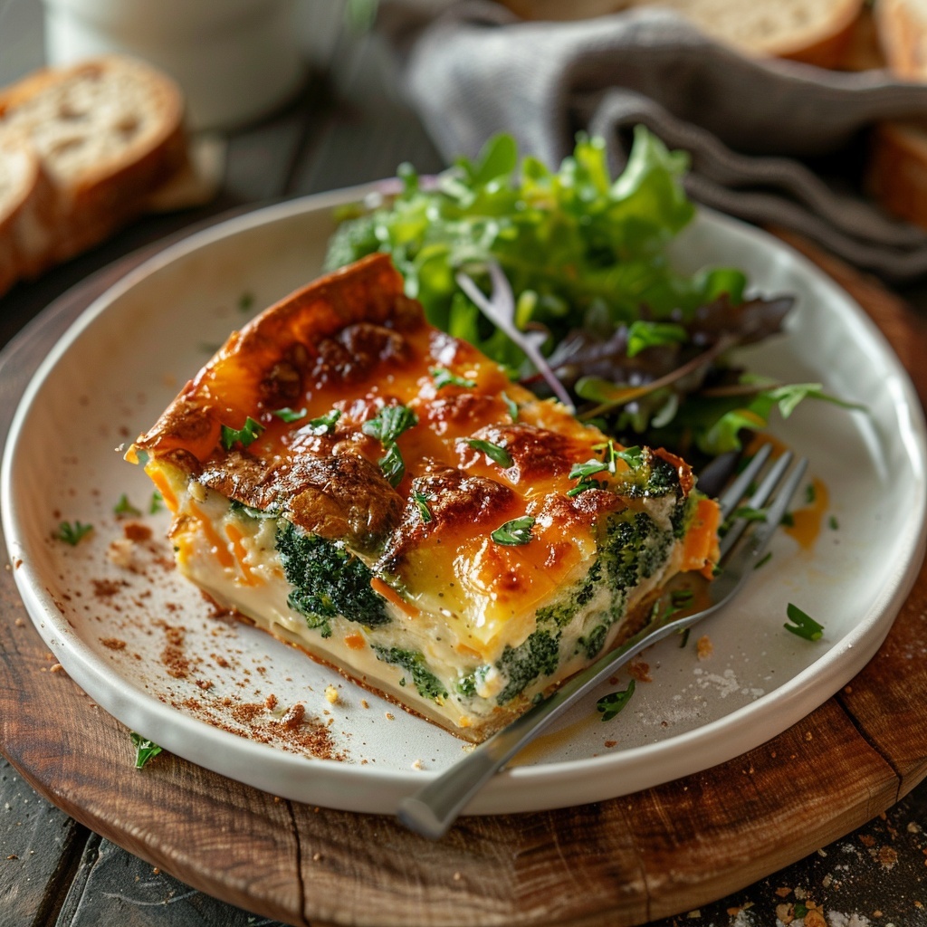 Clafoutis de brócoli y cheddar