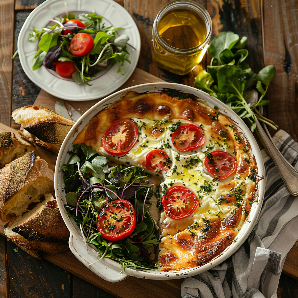 Clafoutis de tomates y mozzarella