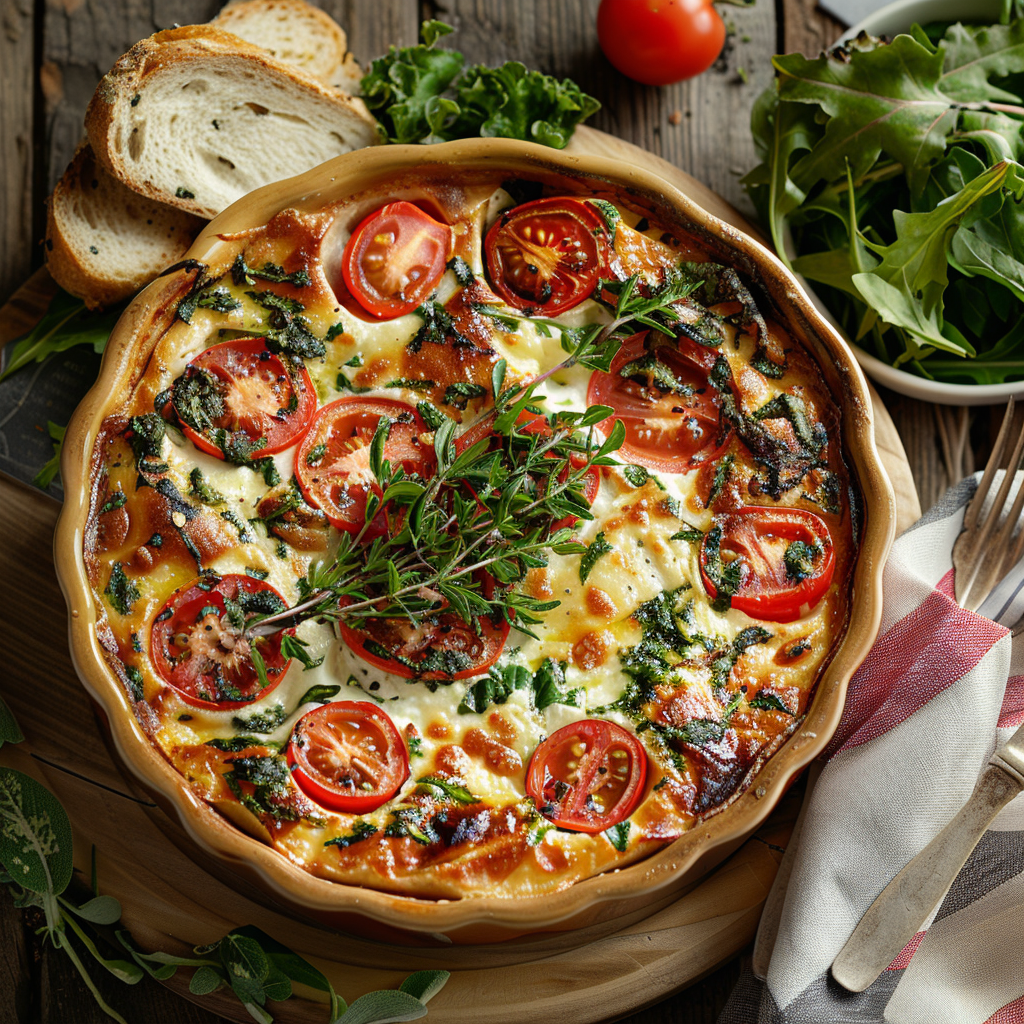 Clafoutis de tomates y mozzarella