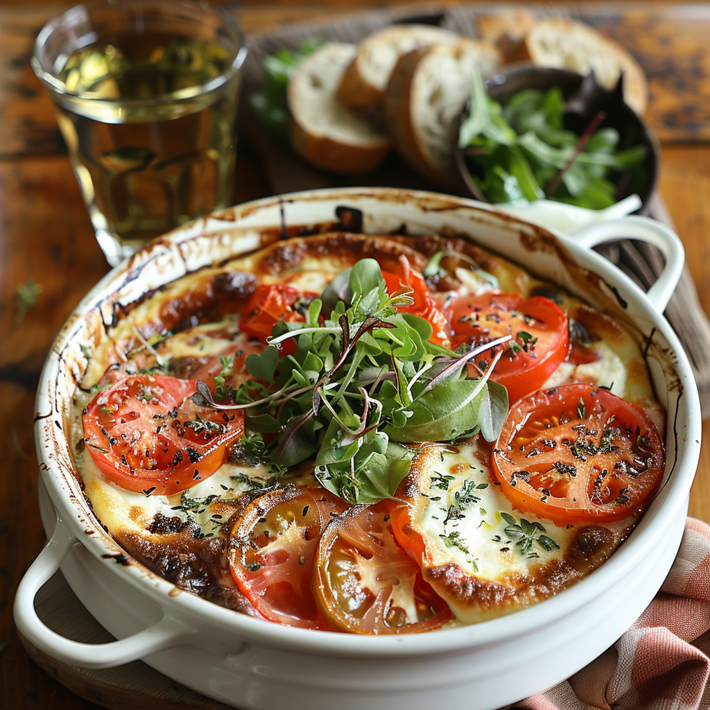 Clafoutis de tomates y mozzarella
