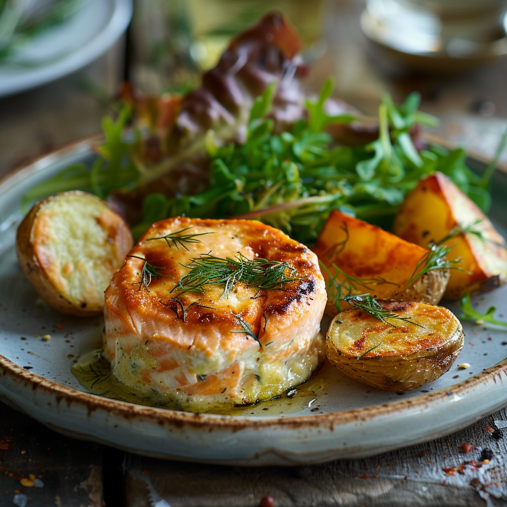 Flan salado de salmón y eneldo