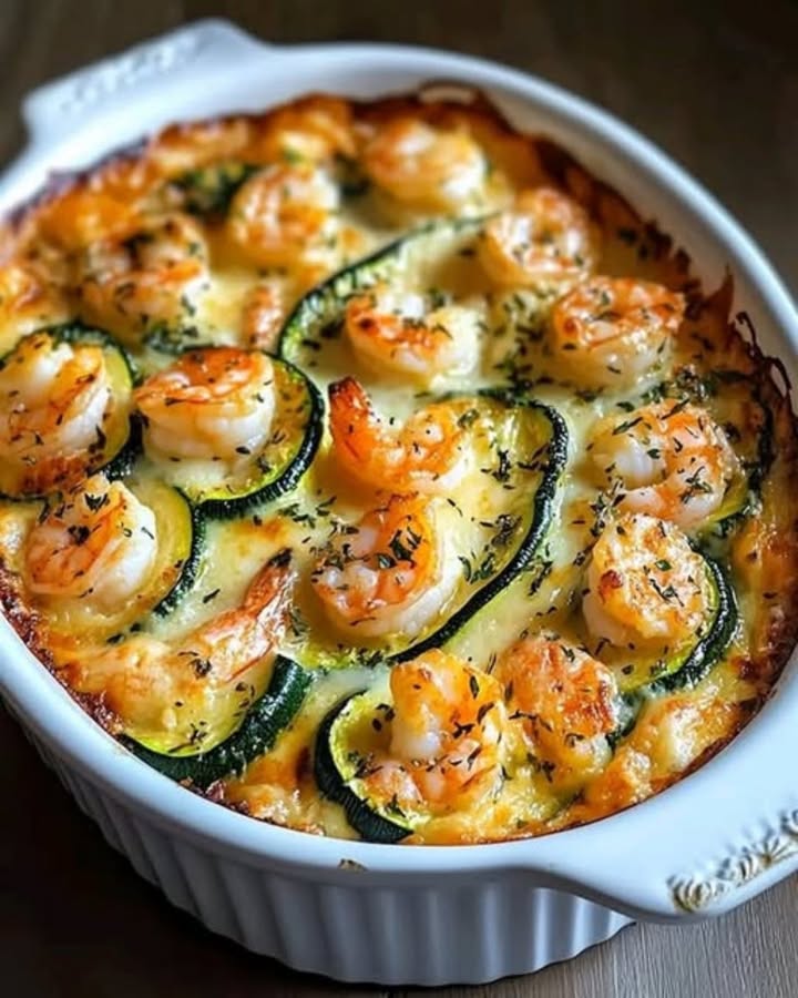 Gratin de Calabacín y Camarones: Receta Fácil y Deliciosa