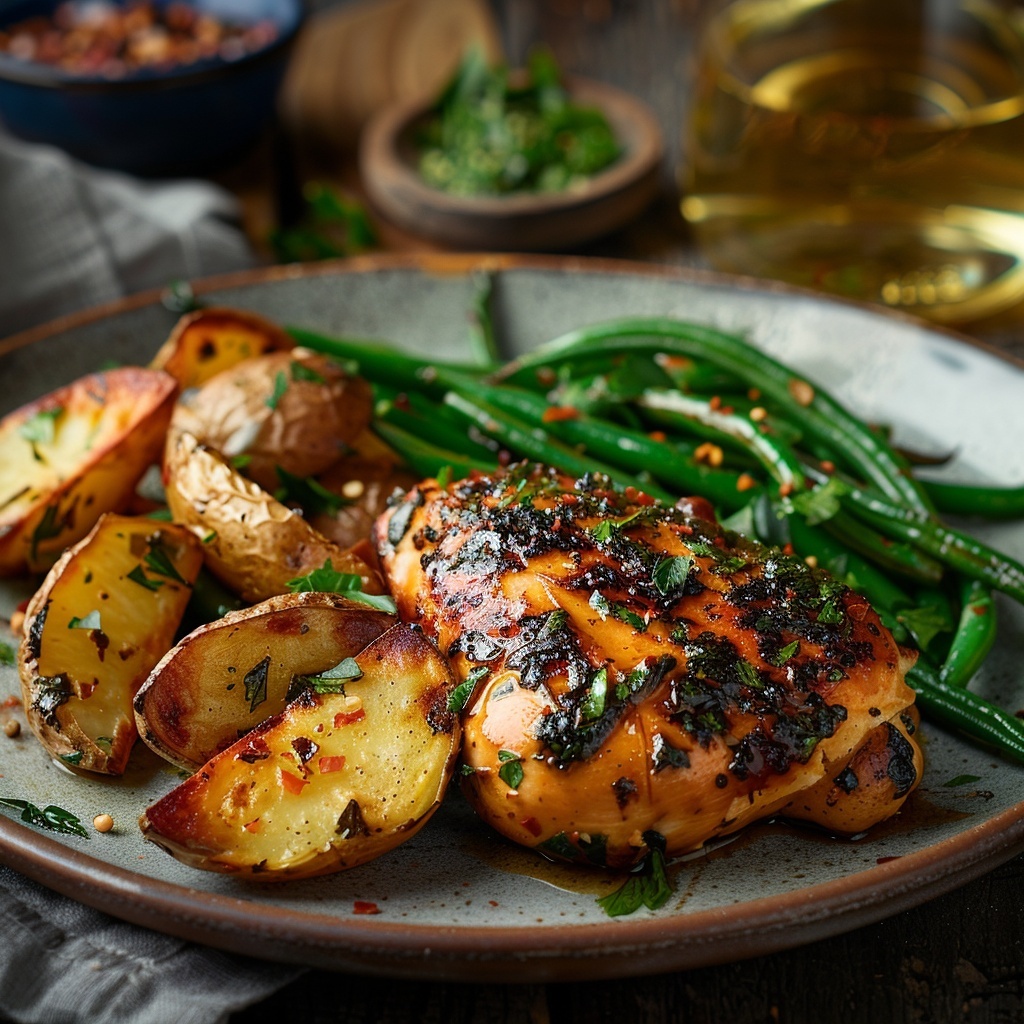 Pollo asado con hierbas provenzales