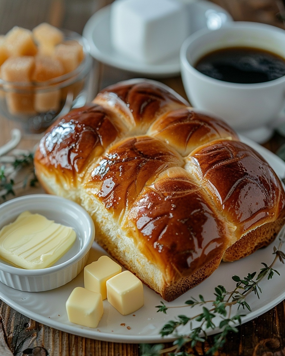Brioche trenzada con mantequilla
