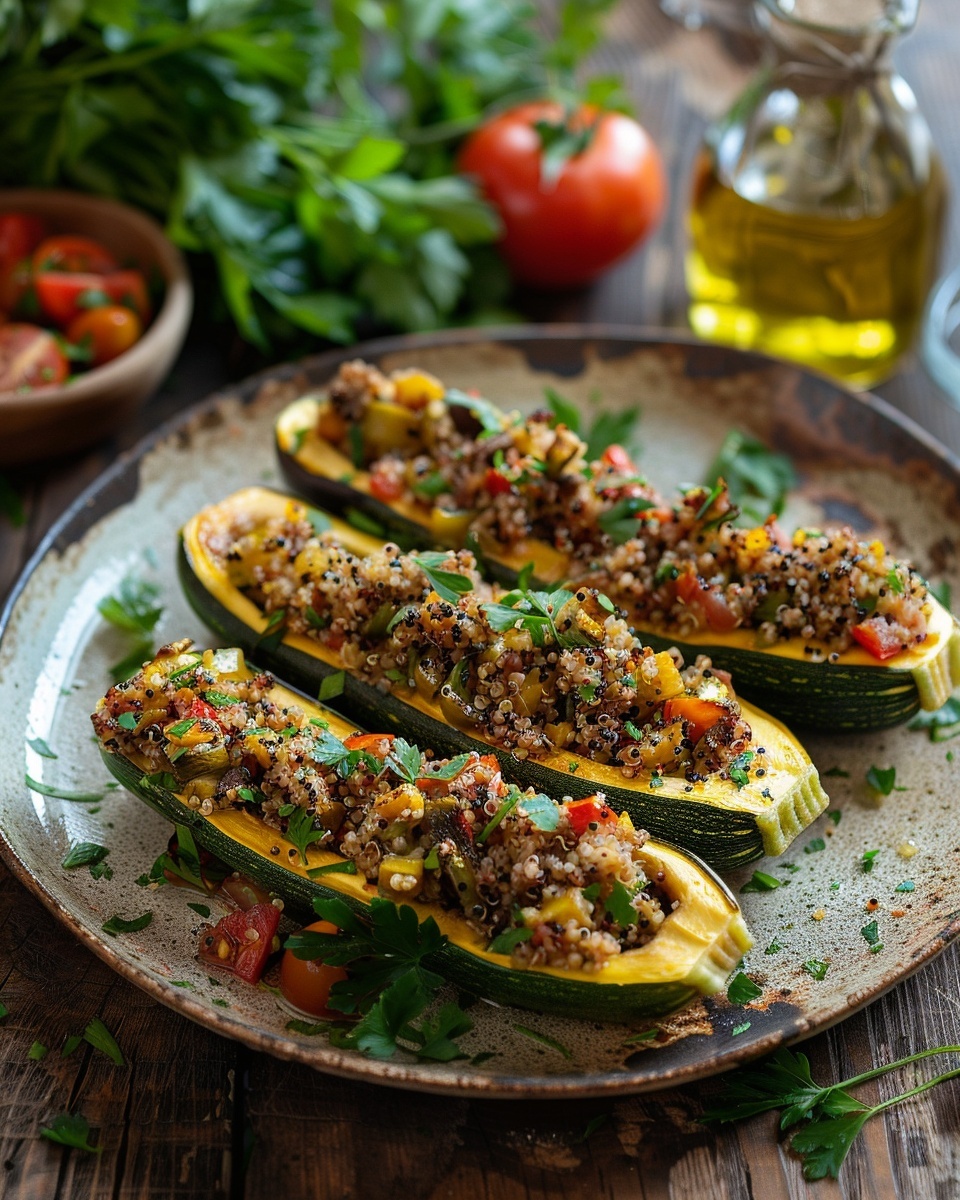 Calabacines rellenos de quinoa