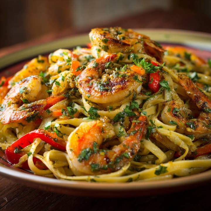 Fettuccine con Camarones Jerk: Receta Auténtica y Sabrosa