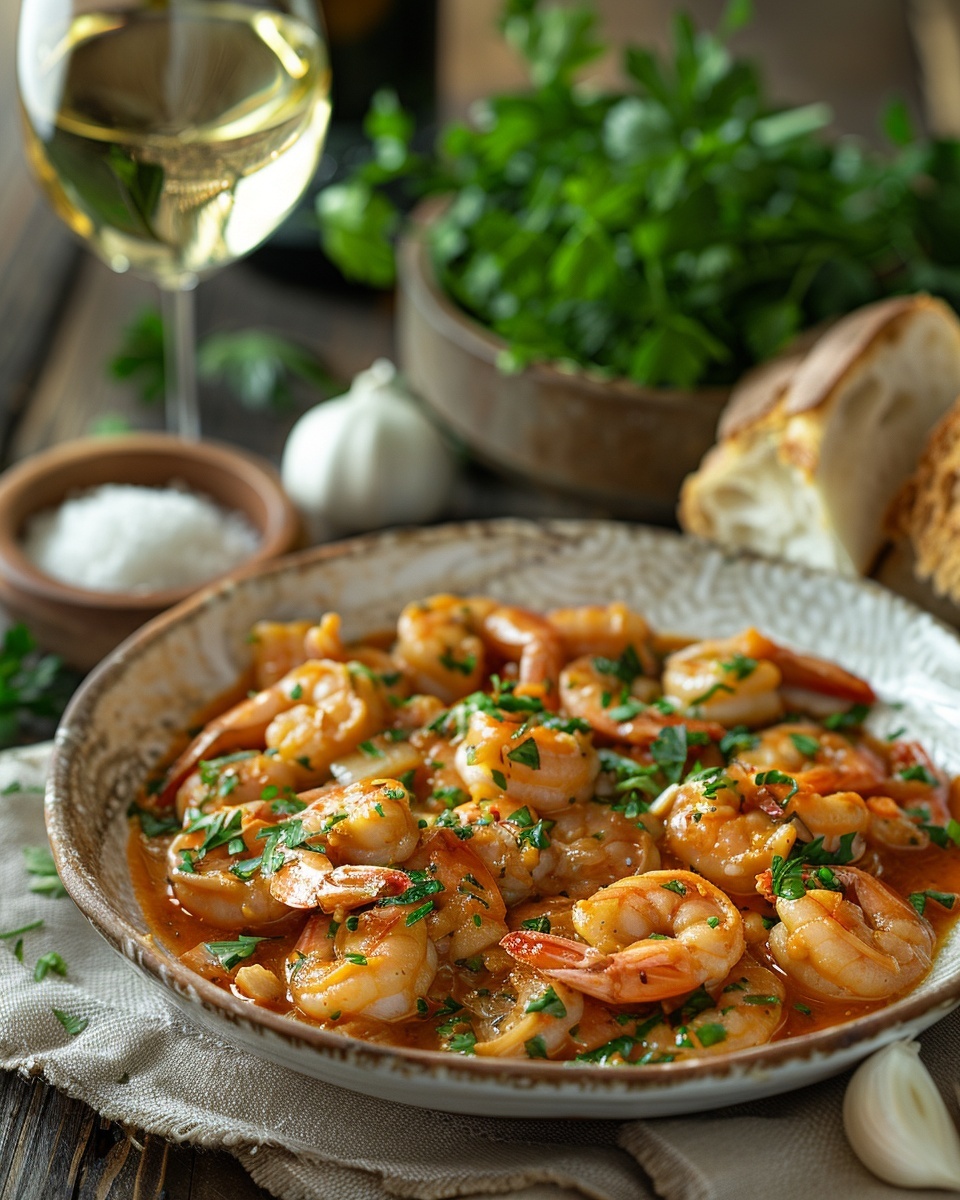 Gambas al ajillo y perejil