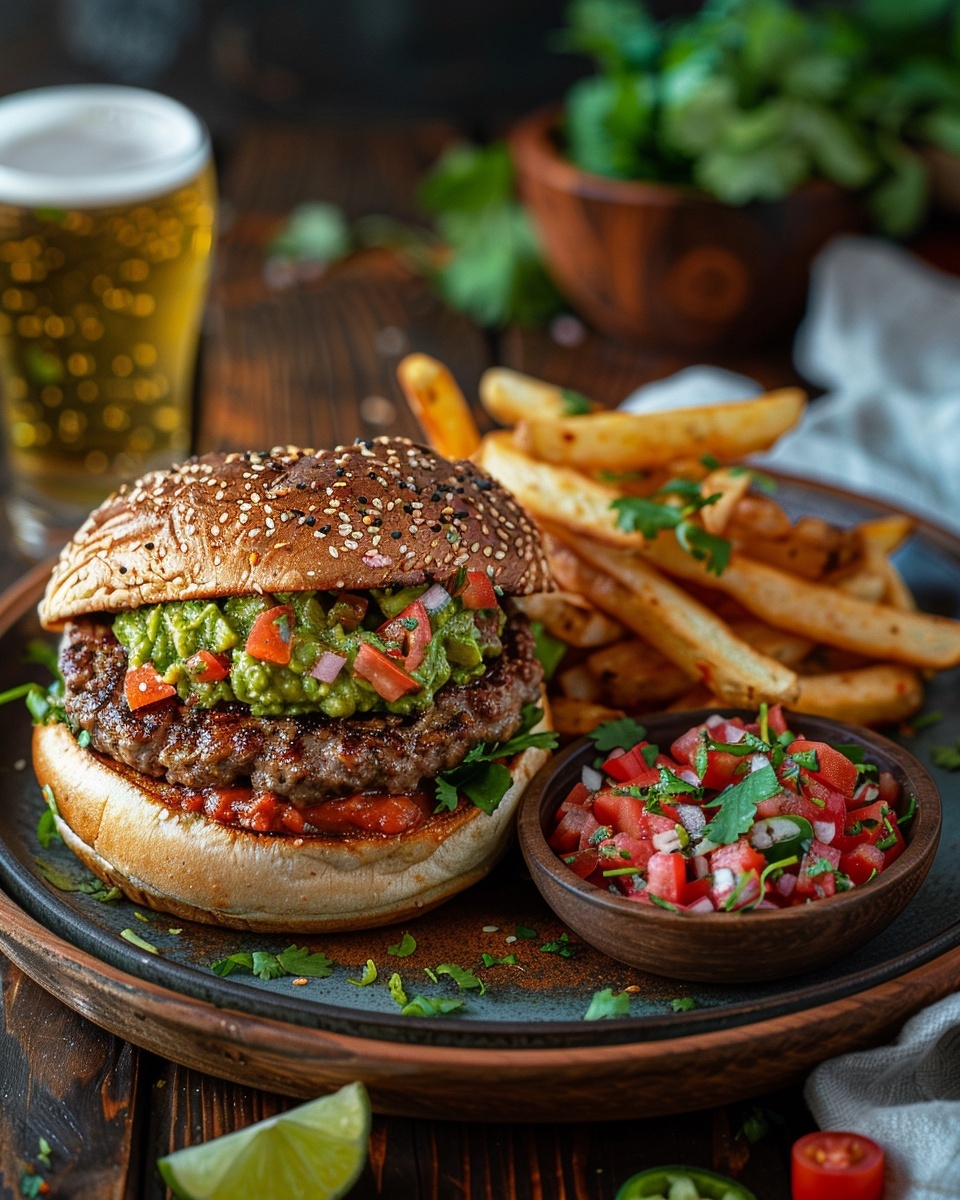 Hamburguesa mexicana con guacamole