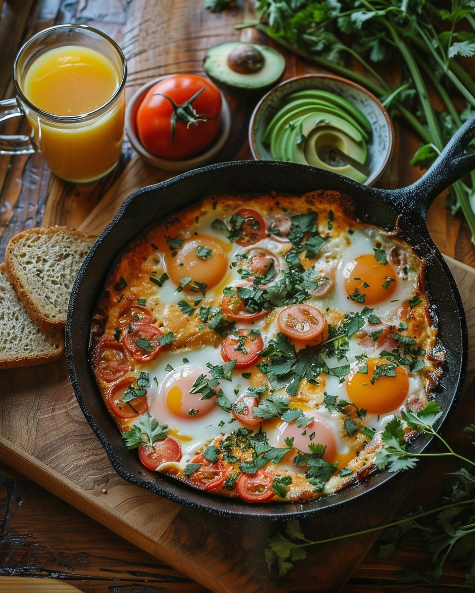 Huevos al horno con tomate y queso