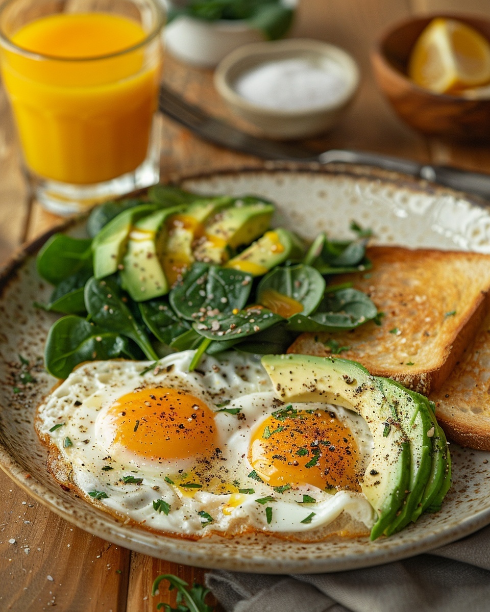 Huevos pochados sobre espinacas