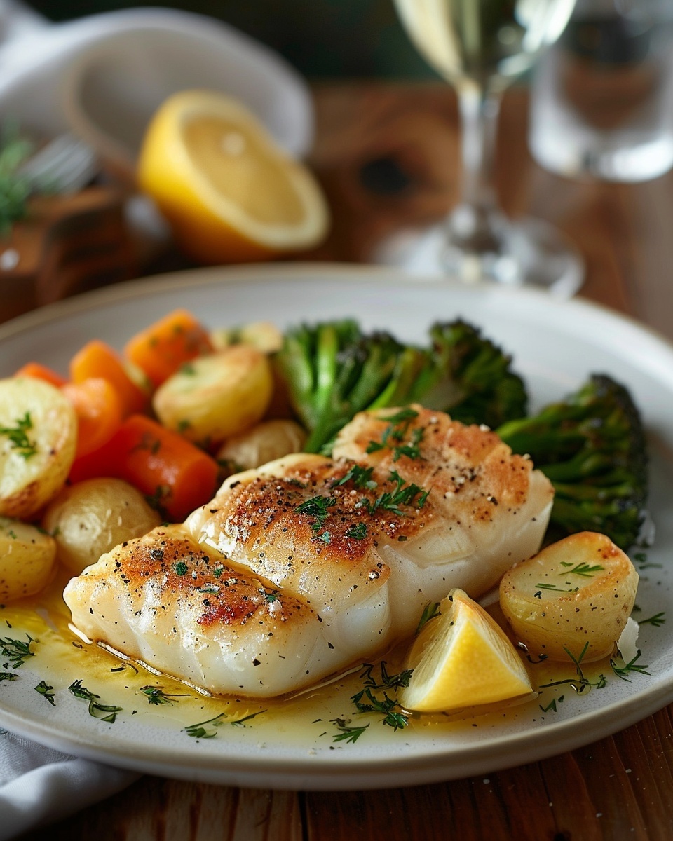 Lomo de bacalao con salsa de mantequilla