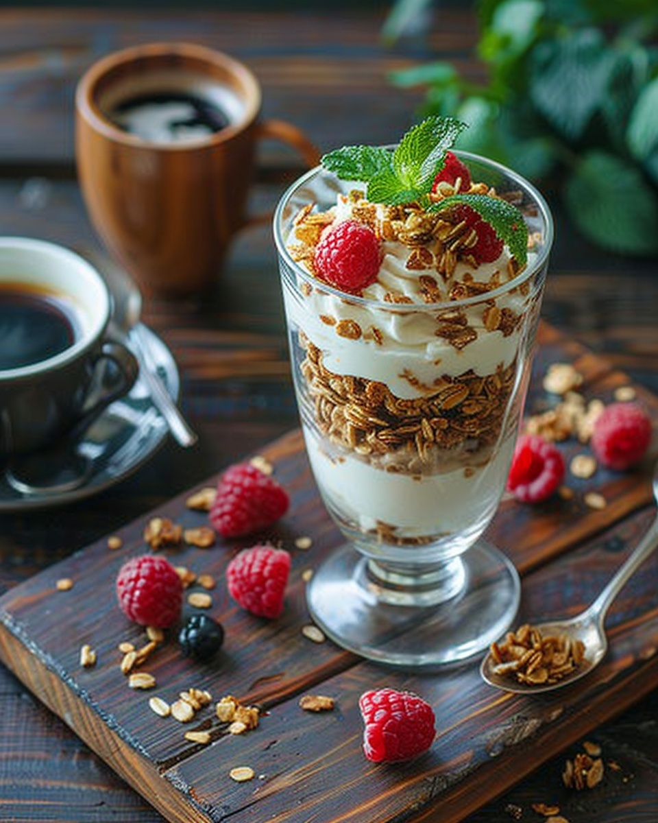 Parfait de yogur griego y frutas