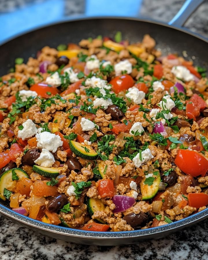Skillet Mediterráneo de Pavo: Receta Sabrosa y Fácil