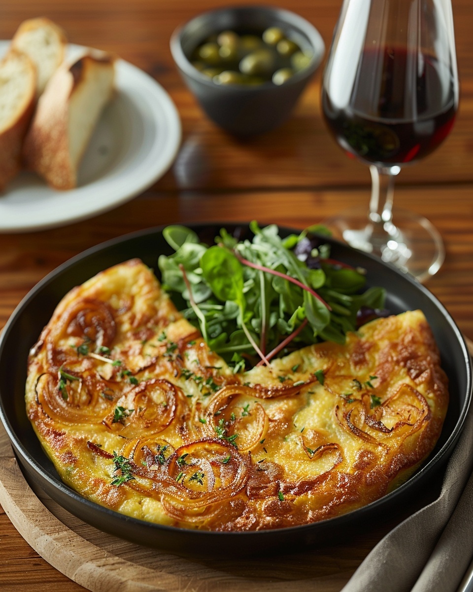 Tortilla española con cebolla caramelizada