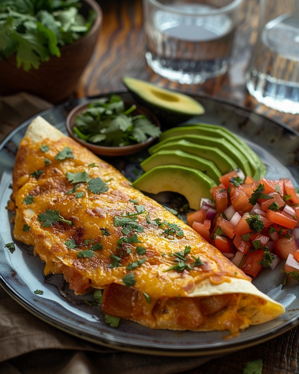 Tortilla rellena de jamón y queso