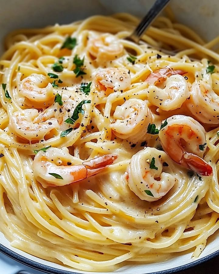 Espaguetis Cremosos Camarones: Receta Fácil y Sabrosa