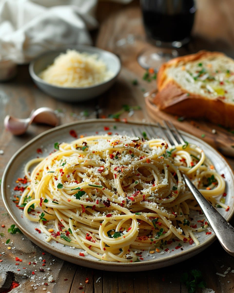 Espaguetis con ajo y aceite